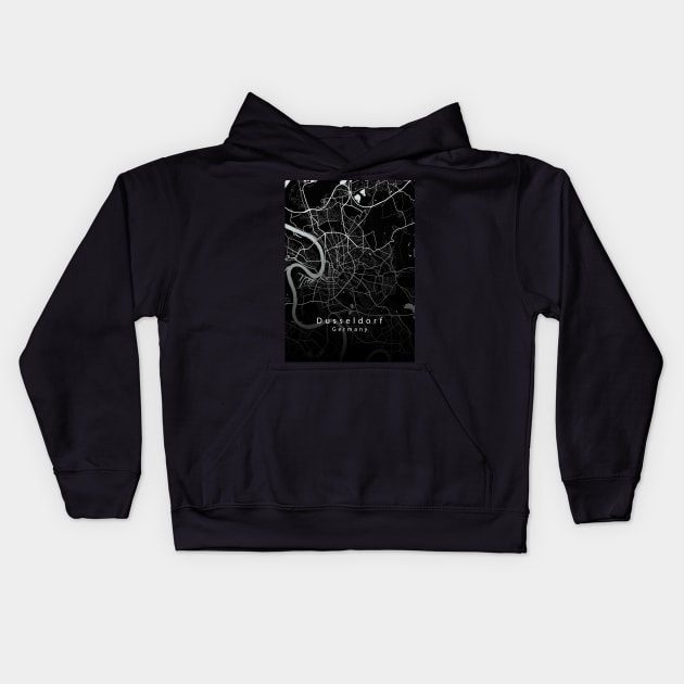 Dusseldorf Germany City Map dark Kids Hoodie by Robin-Niemczyk